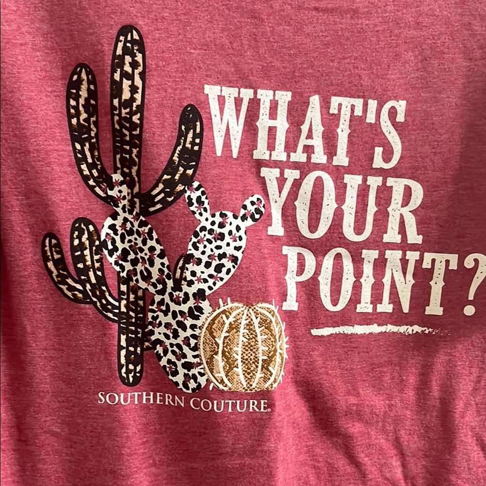 Red Short Sleeve Tee with Cactus and Pumpkin Graphic